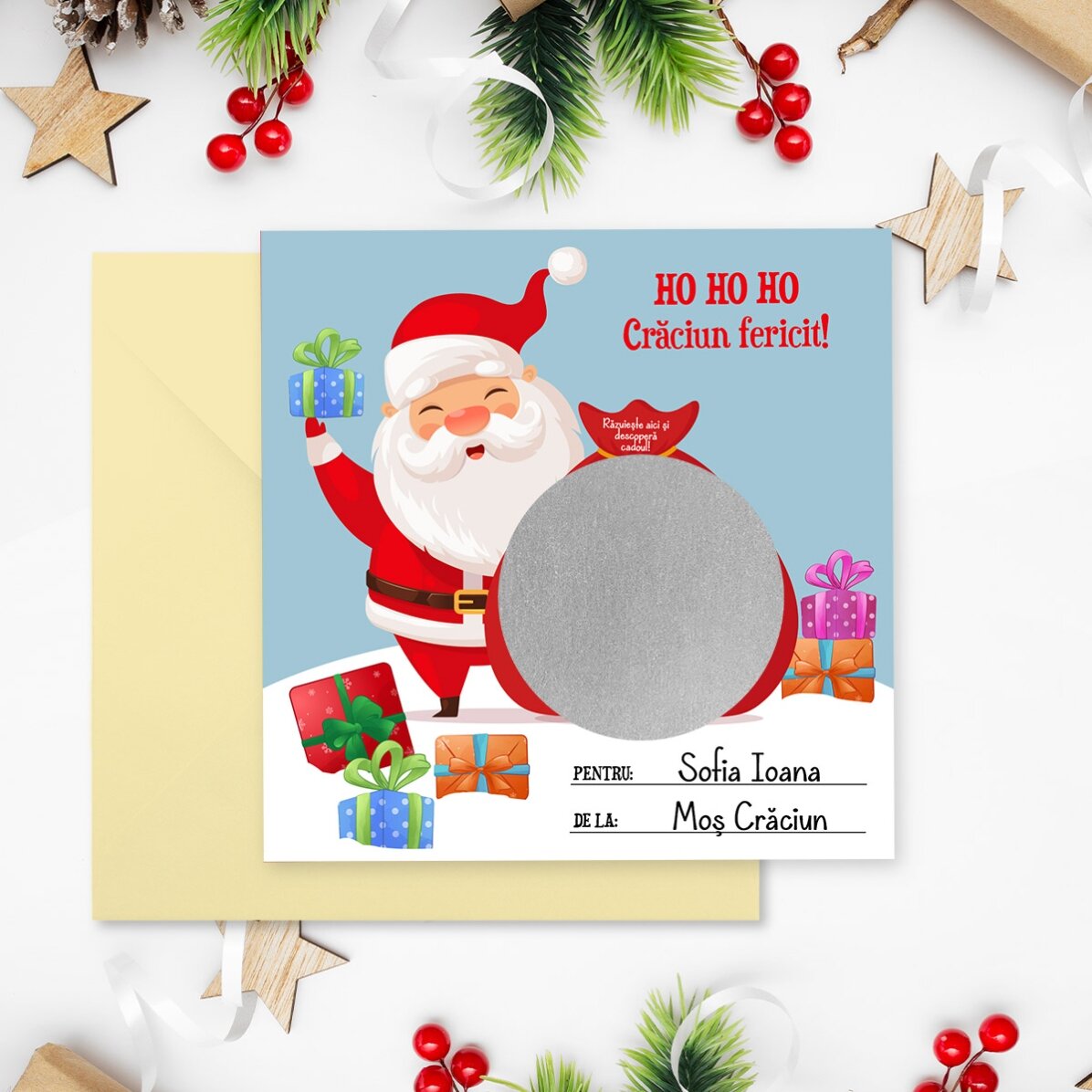 Gepersonaliseerde kraskaart met tekst - Kerstcadeau