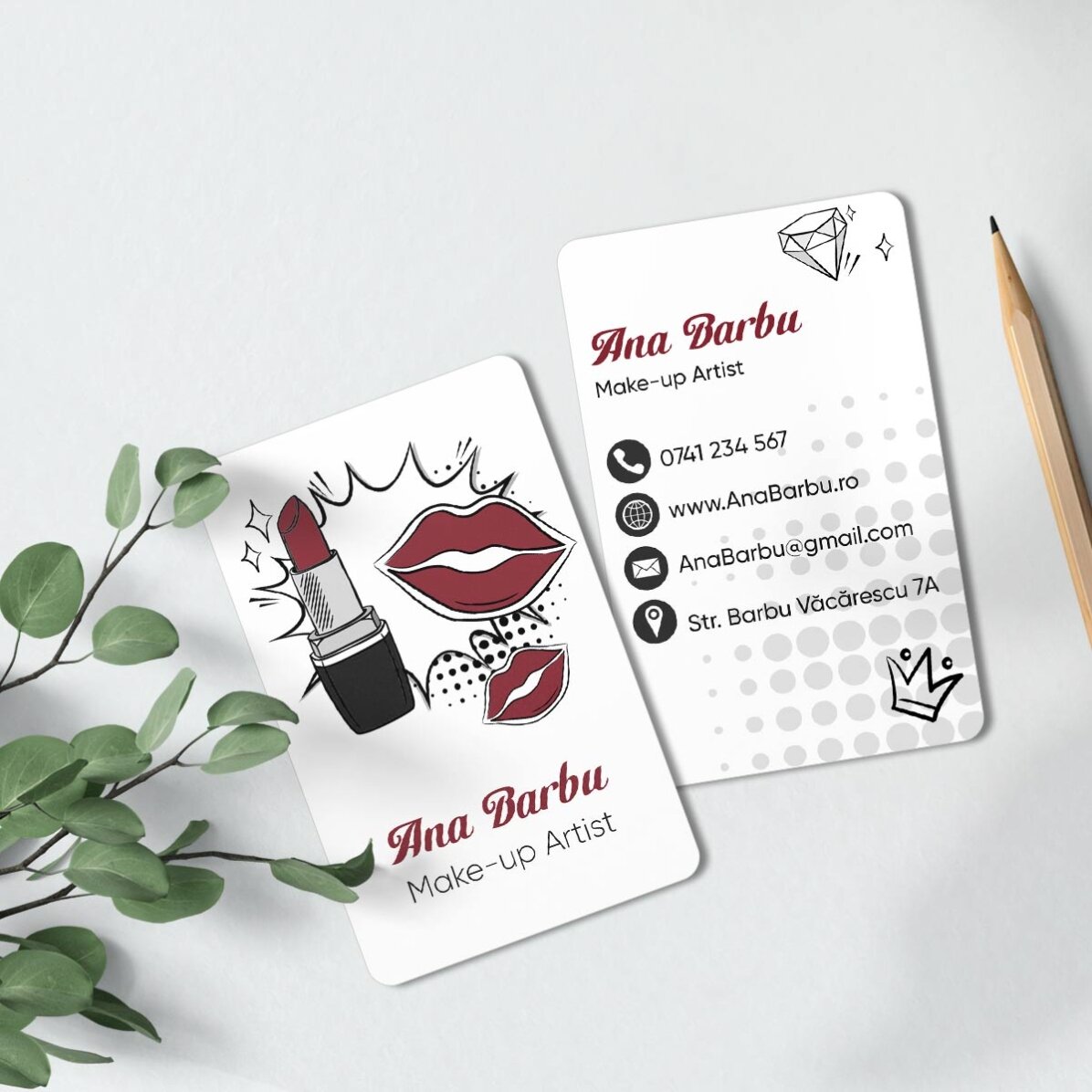 Carte de visite en aluminium personnalisée recto-verso avec message - Maquilleuse professionnelle