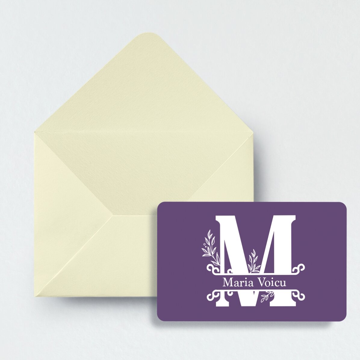 Gepersonaliseerd aluminium visitekaartje (voor- en achterkant) met foto, tekst en QR-code - Monogram