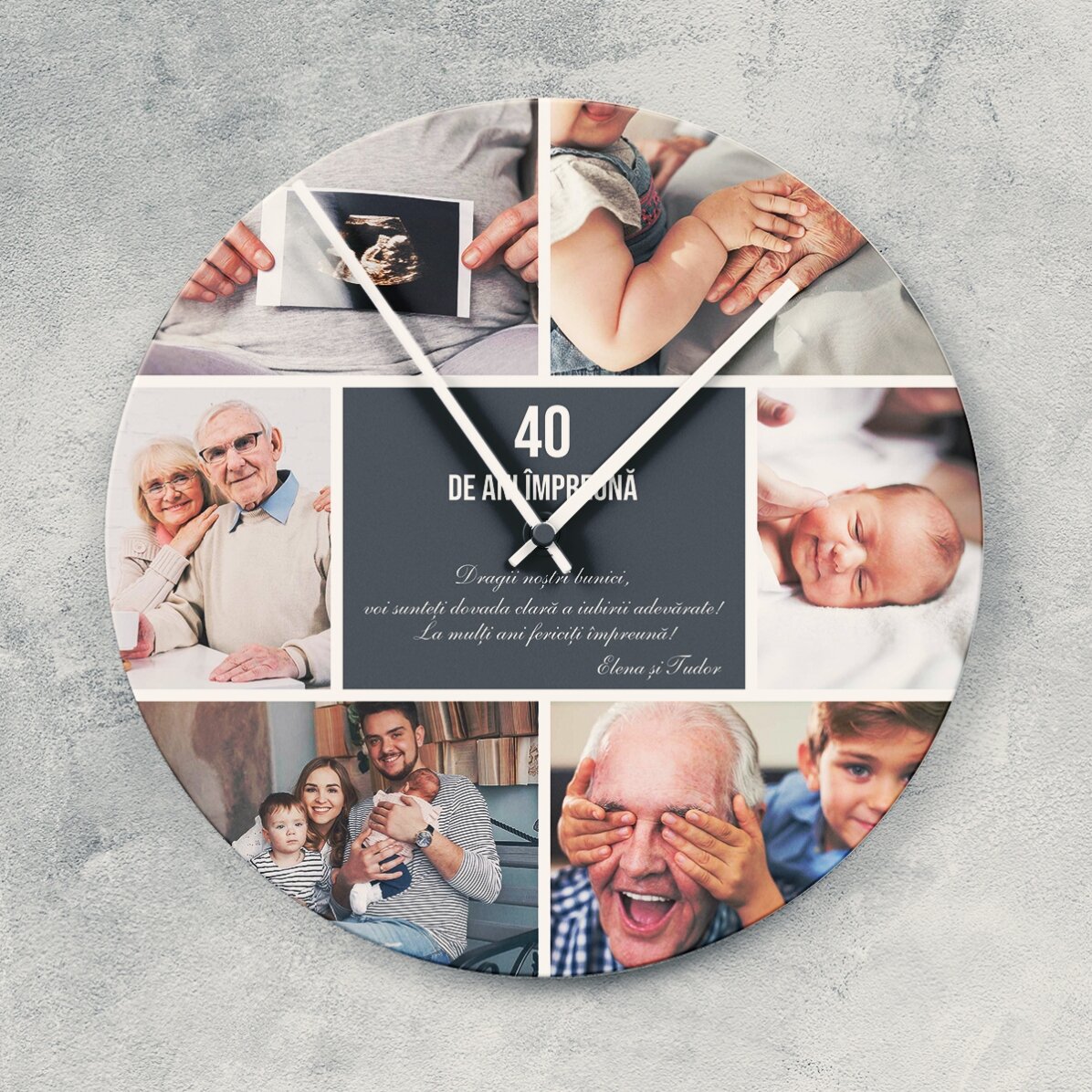 Montre personnalisée avec 6 photos et un message - Moments