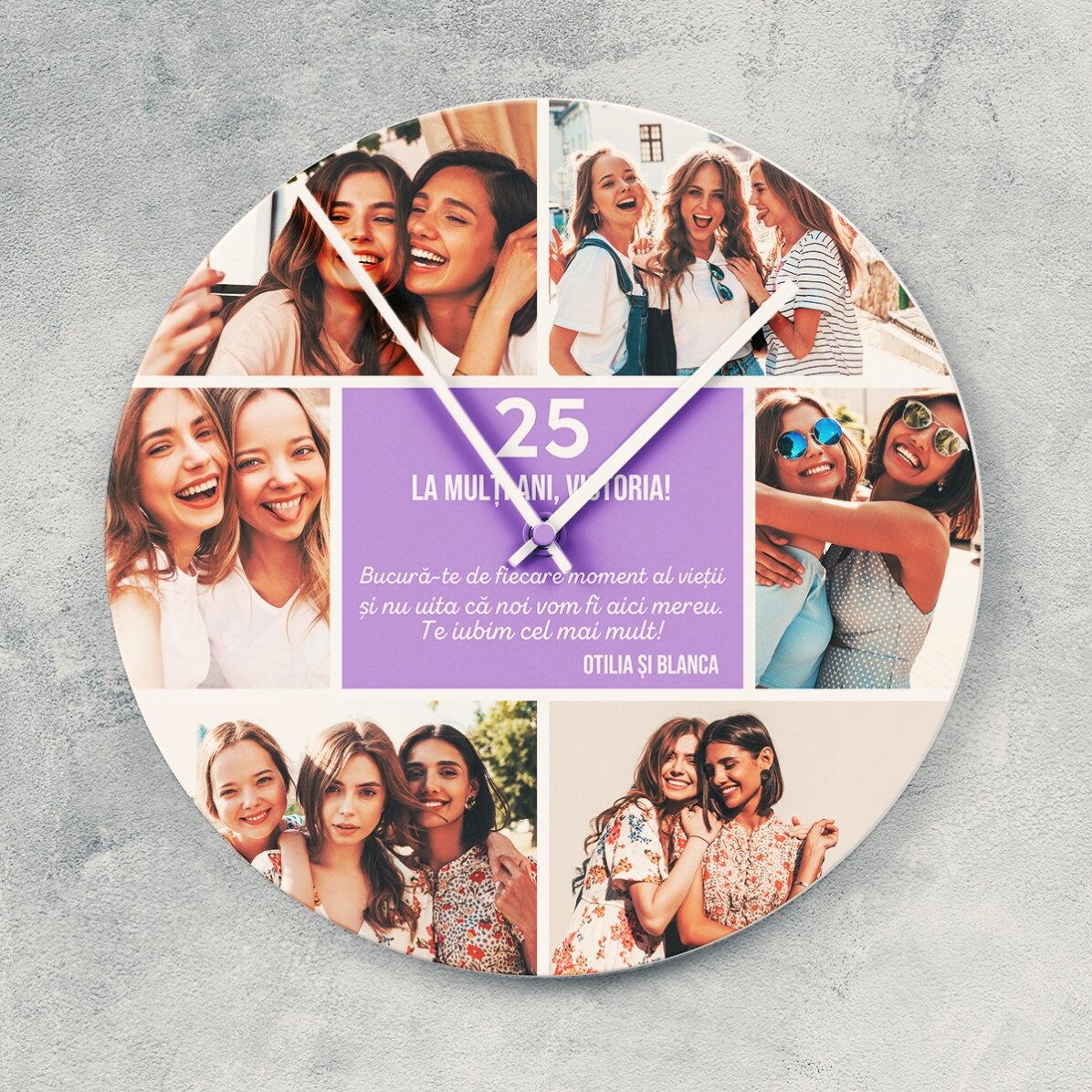 Montre personnalisée avec 6 photos et un message - Moments