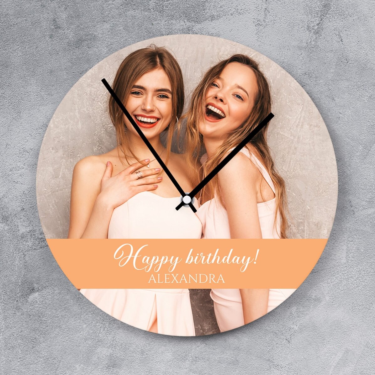 Gepersonaliseerd horloge met foto en boodschap