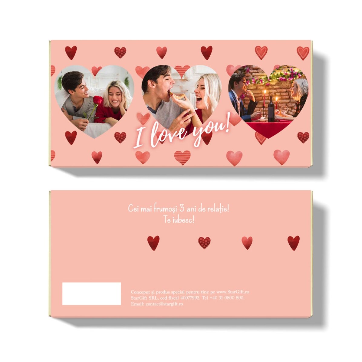 Chocolat personnalisé avec 3 photos - Je t