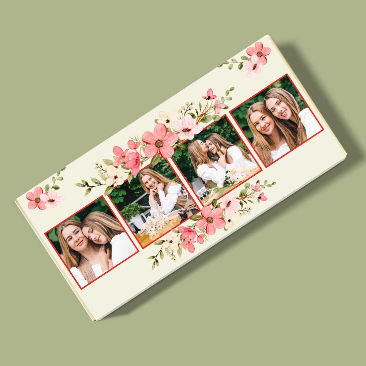 Chocolat personnalisé avec 4 photos et un message - Flowers