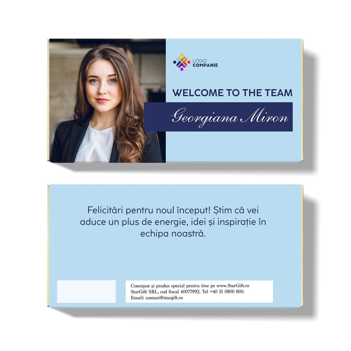 Chocolat personnalisé avec logo, photo et message pour les employés