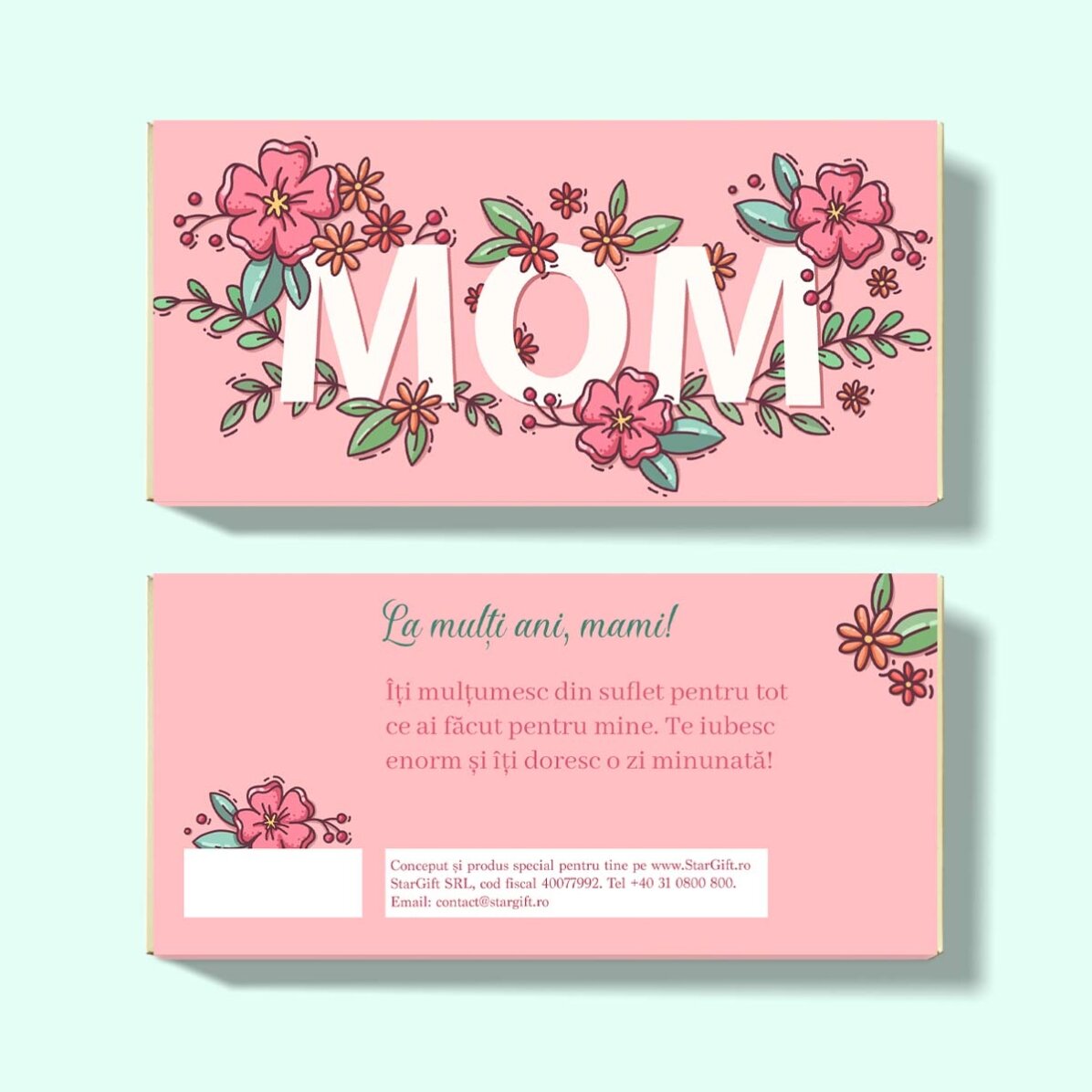 Chocolat personnalisé avec un message - Fleurs