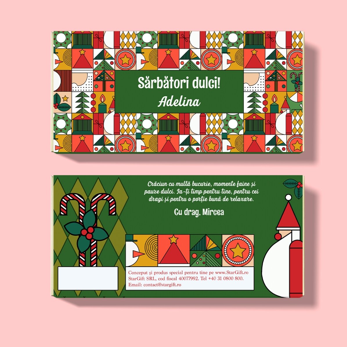 Chocolade met een persoonlijke boodschap - Geometric Christmas