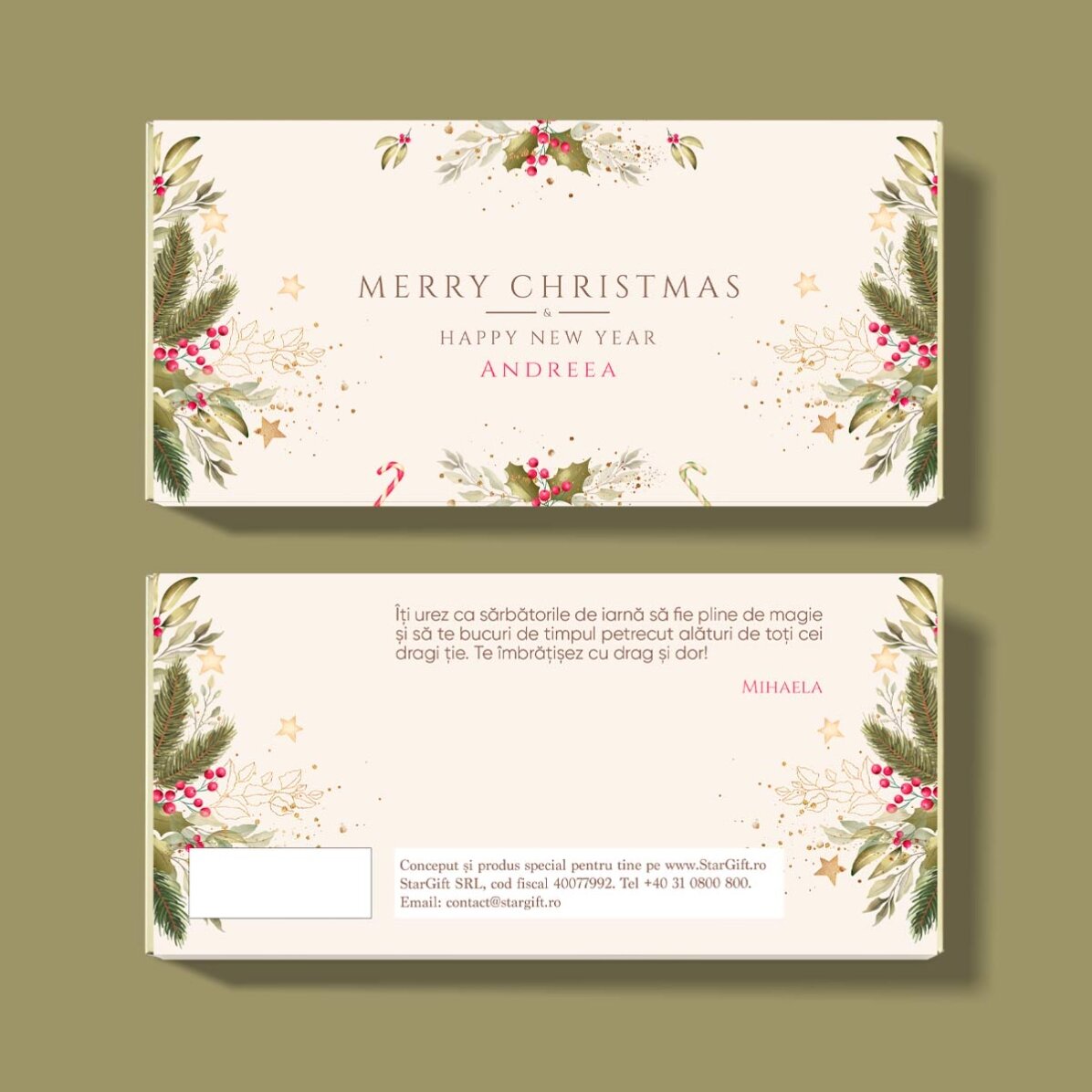 Chocolat personnalisé avec un message - Joyeux Noël !