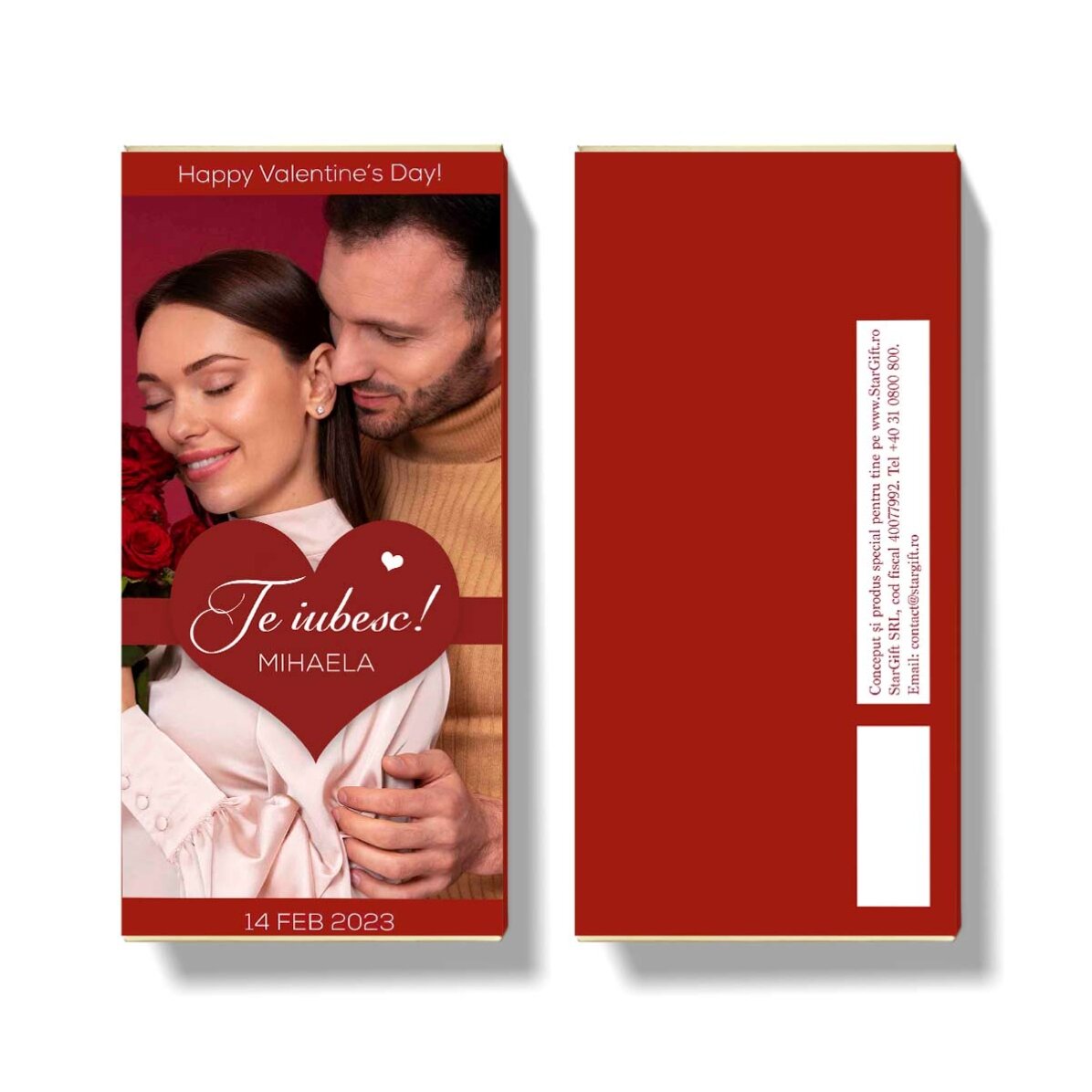 Chocolade met een foto en een persoonlijke boodschap - Ik hou van je