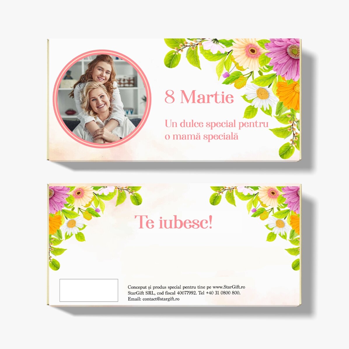 Chocolat personnalisé avec photo et texte - Fleurs de printemps