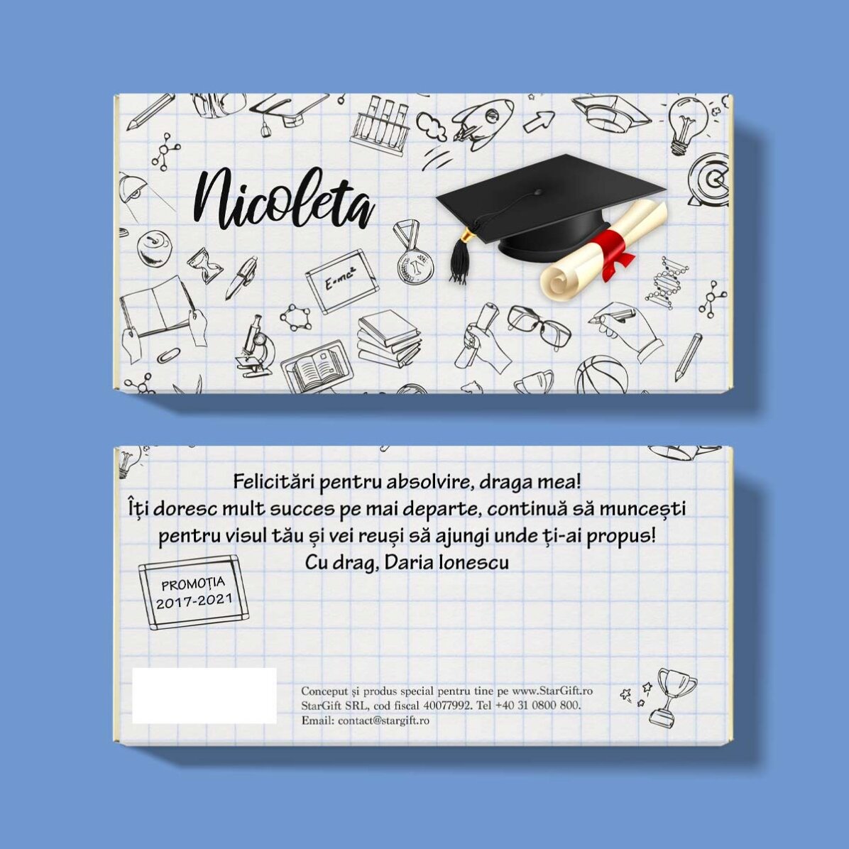 Chocolade met gepersonaliseerde tekst - Afstuderen