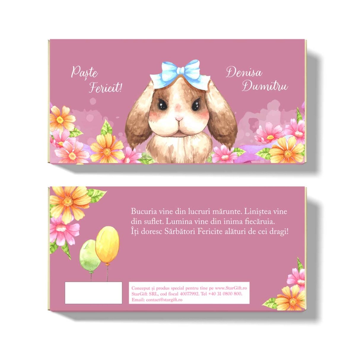 Chocolade met persoonlijke tekst - Cute Bunny