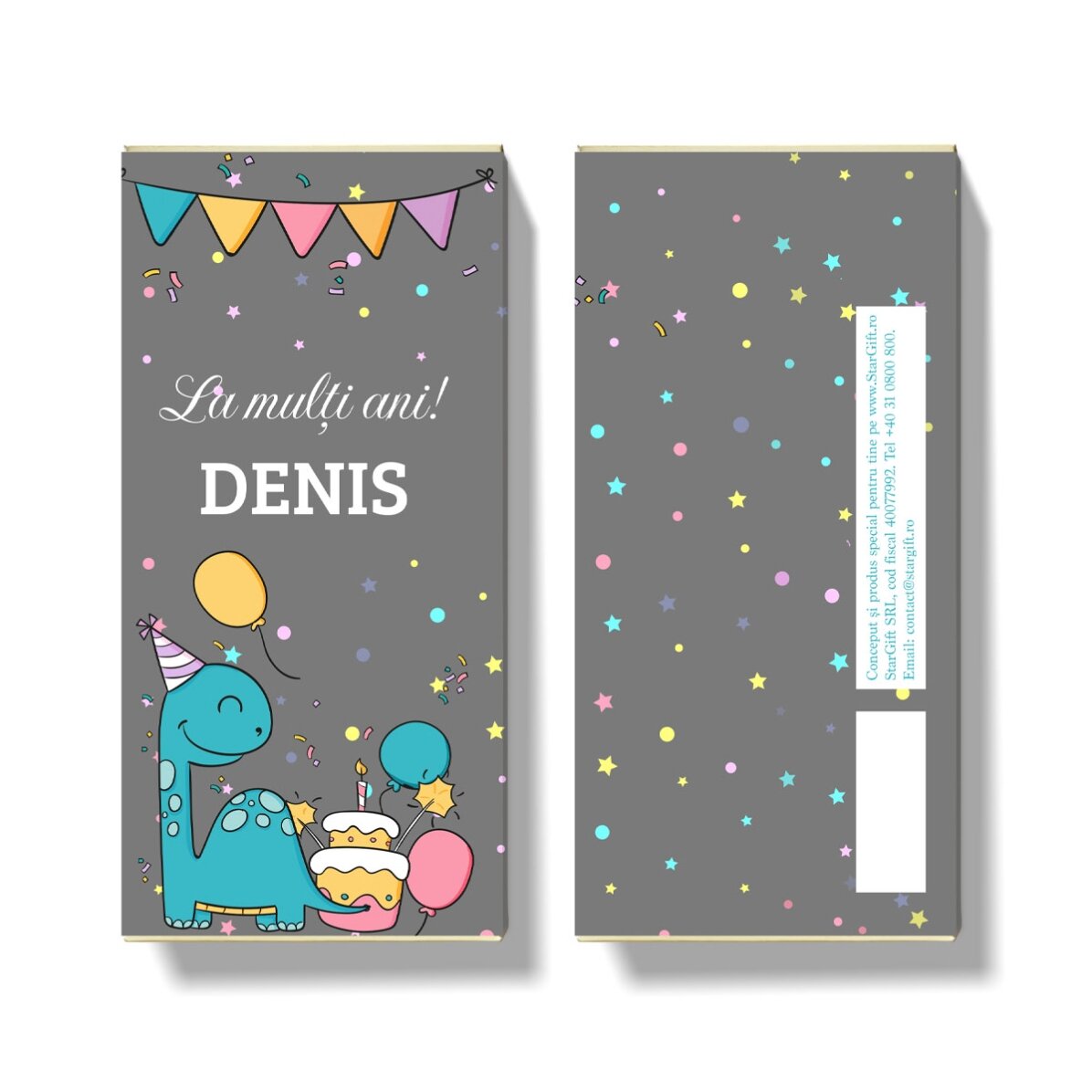 Chocolade met gepersonaliseerde tekst voor kinderen - Happy Dino