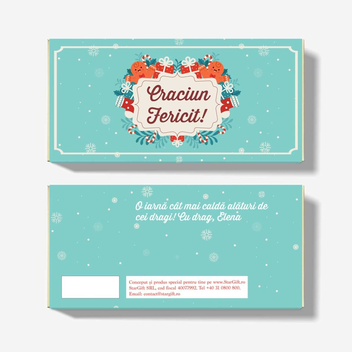 Chocolat personnalisé avec un message pour Noël - Gingerbread