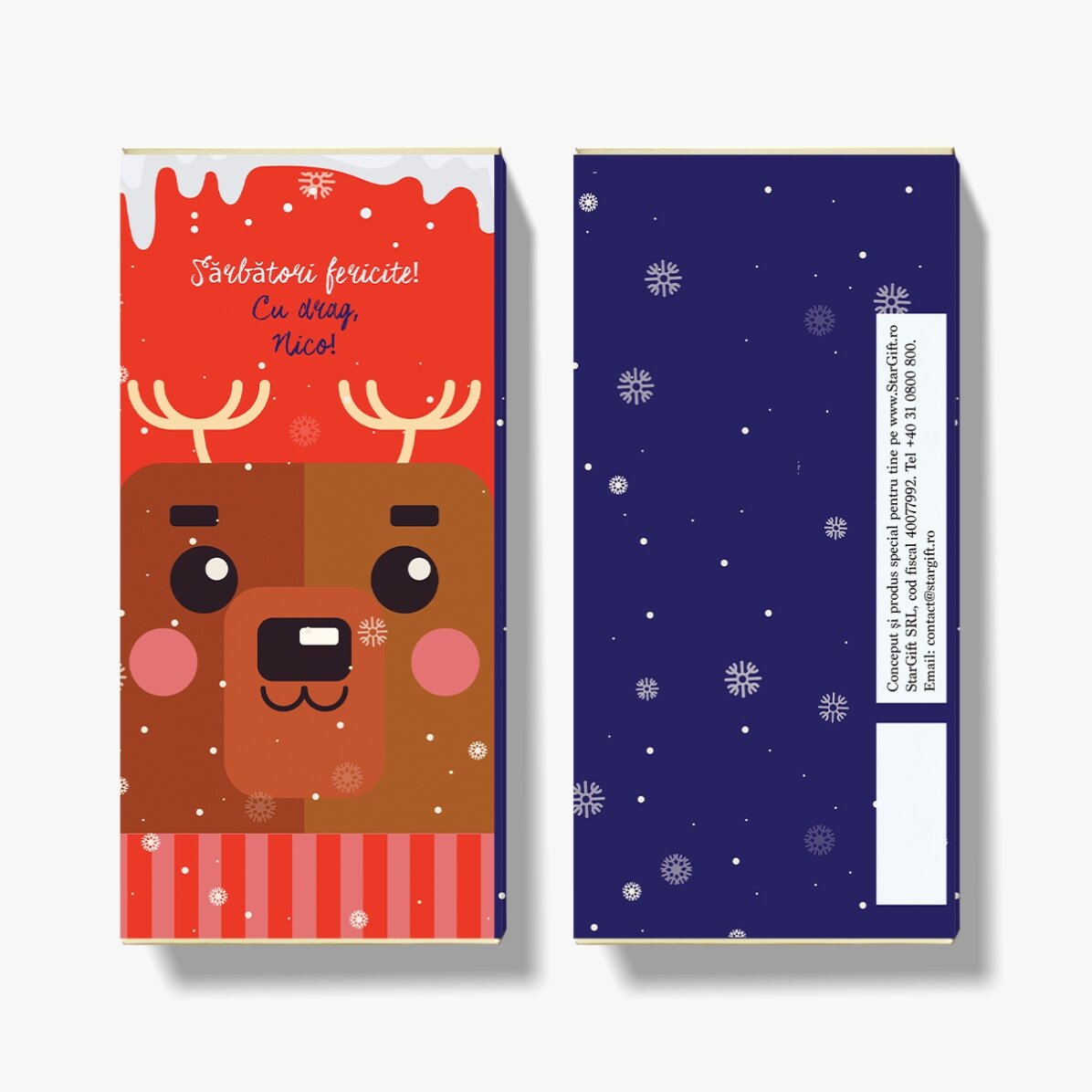 Chocolade met gepersonaliseerde tekst voor Kerstmis - Rudolf
