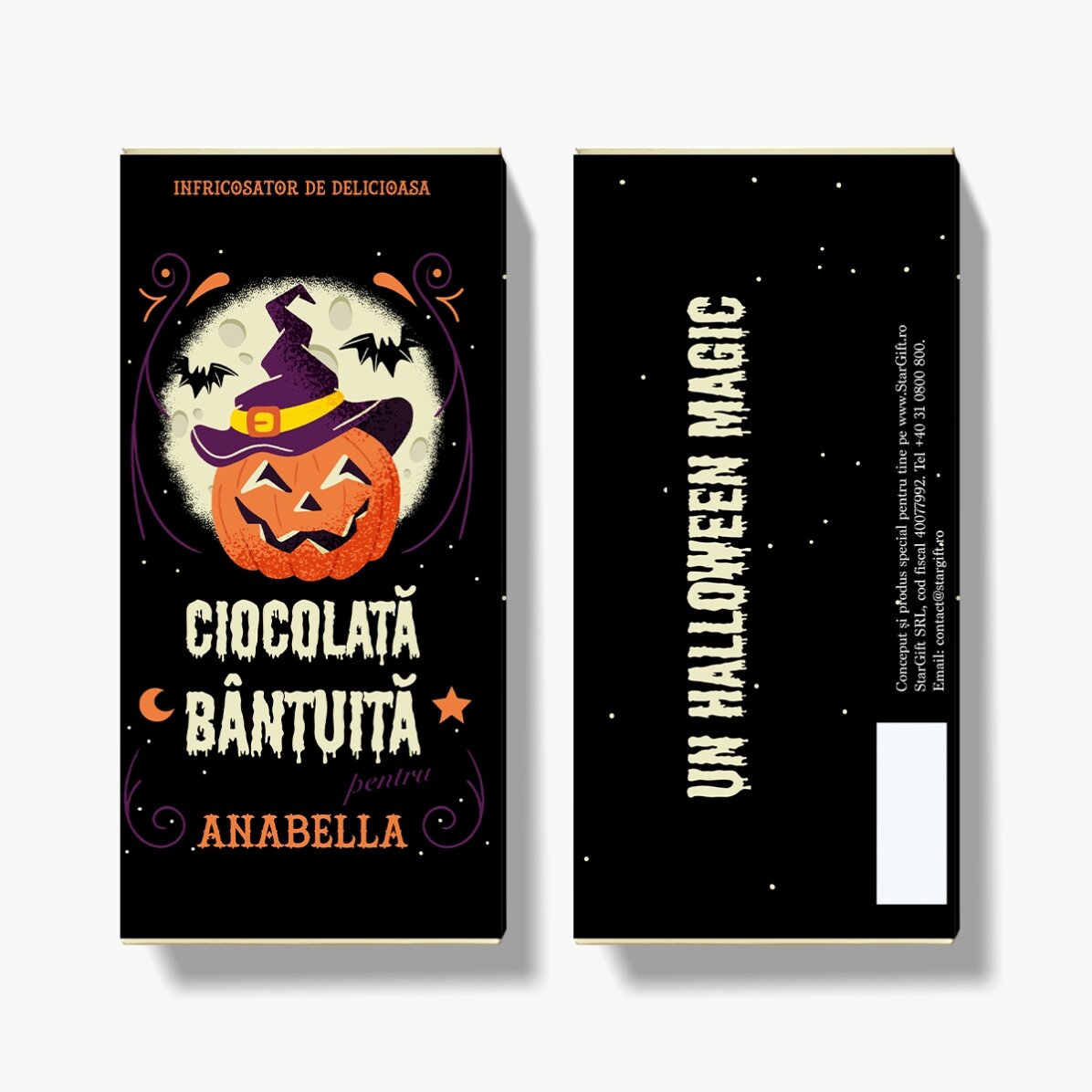 Chocolade met gepersonaliseerde tekst voor Halloween - Spookchocolade