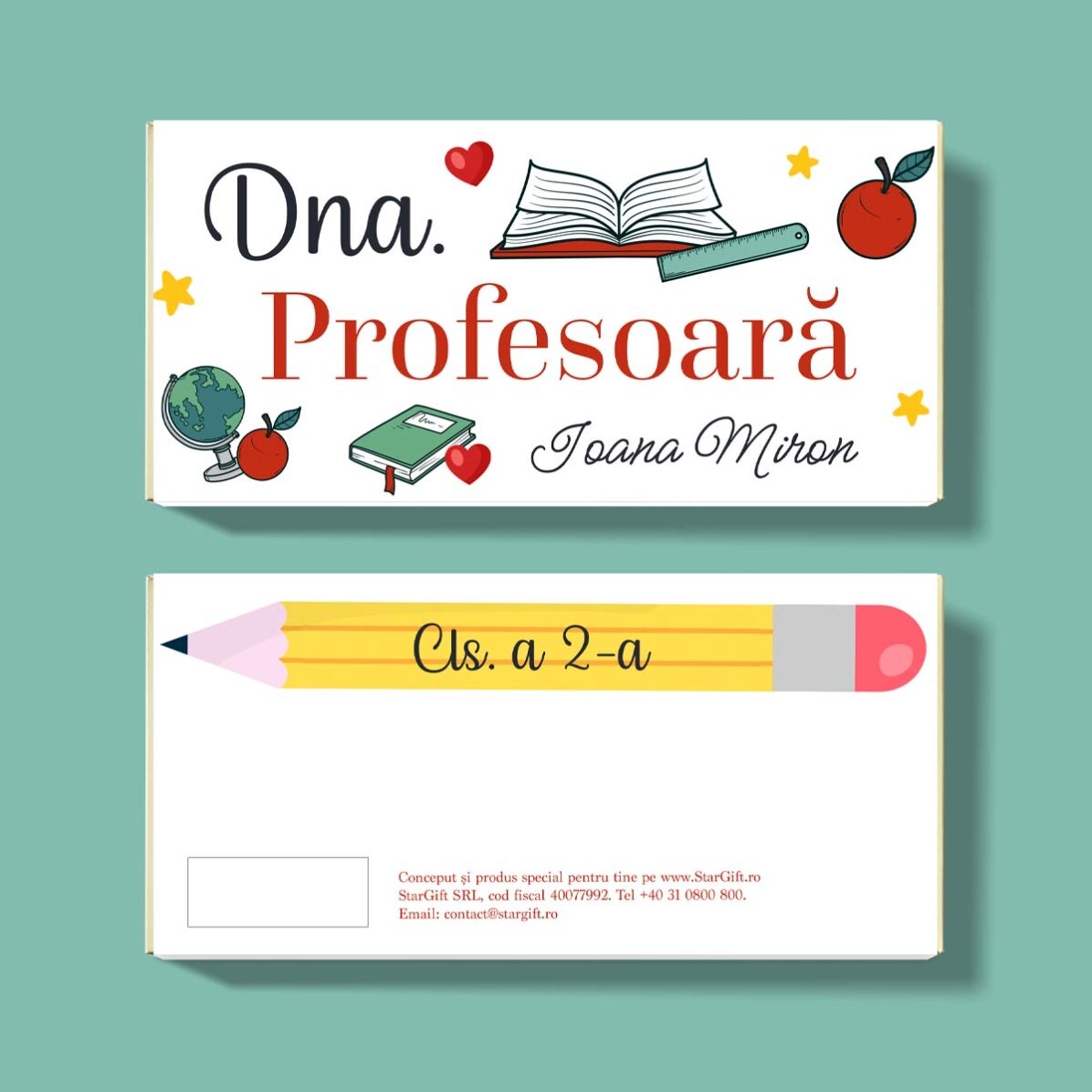Chocolade met gepersonaliseerde tekst - School