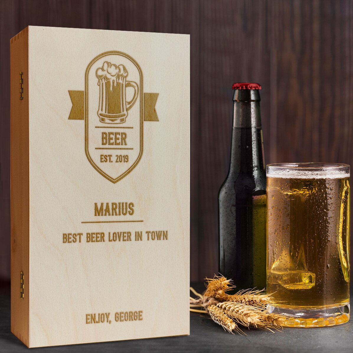 Caisse à bière personnalisée pour trois bouteilles - Best Beer Drinker