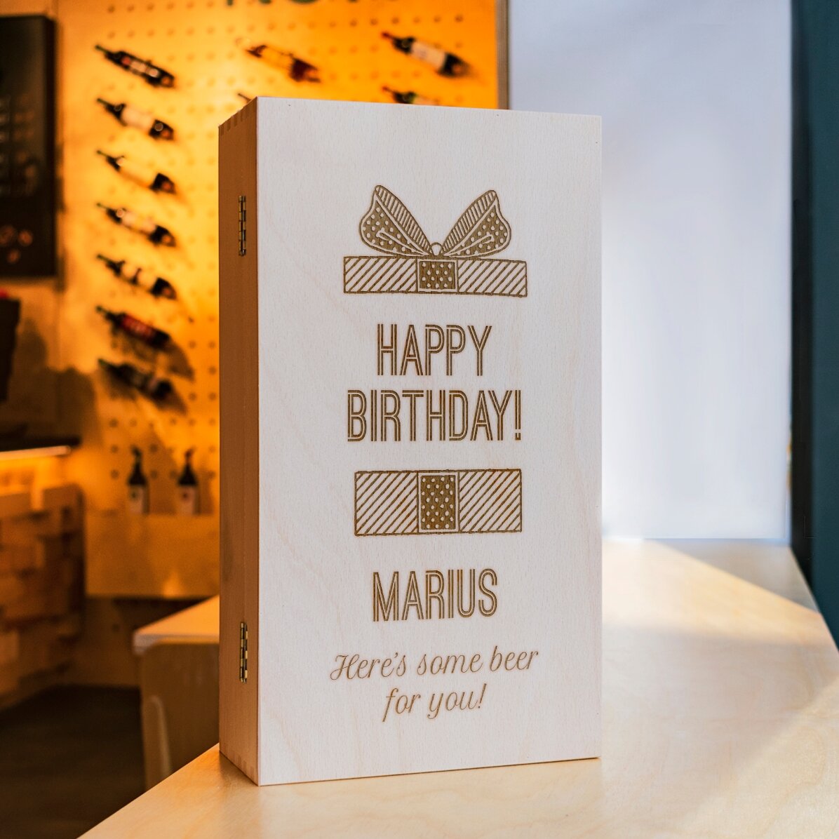 Caisse à bière personnalisée pour trois bouteilles - Cadeau