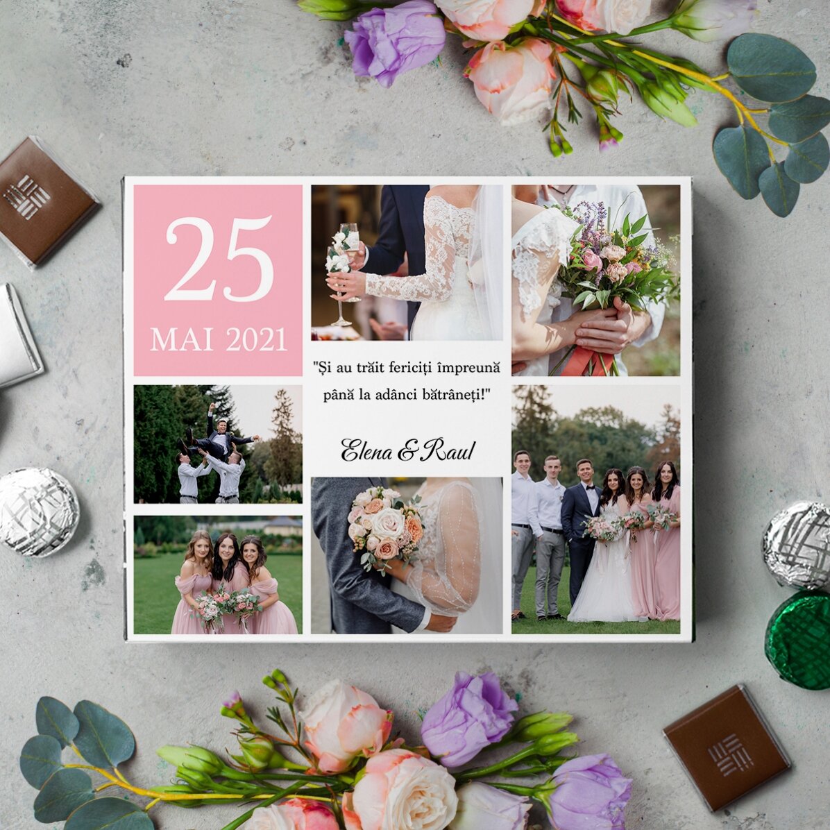 Gepersonaliseerde bonbondoos met 6 foto’s en een boodschap voor je dierbaren