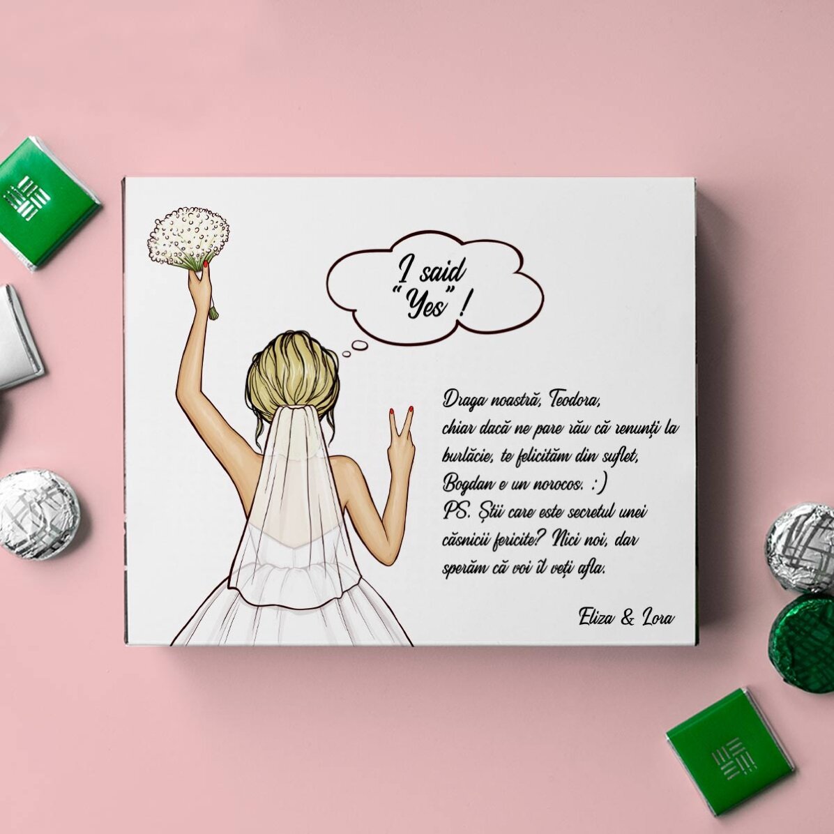 Gepersonaliseerd bonbonnière met boodschap - Bride to be