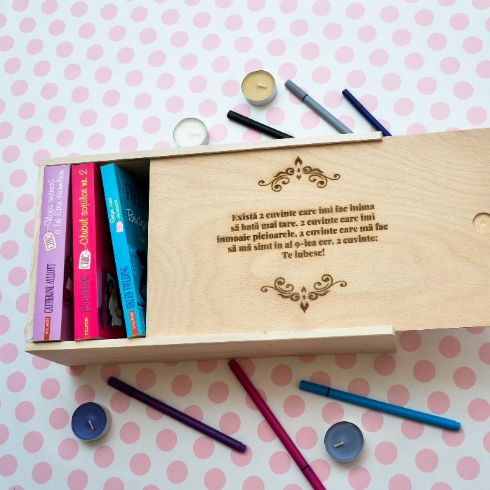 Gepersonaliseerde houten geschenkdoos met boodschap