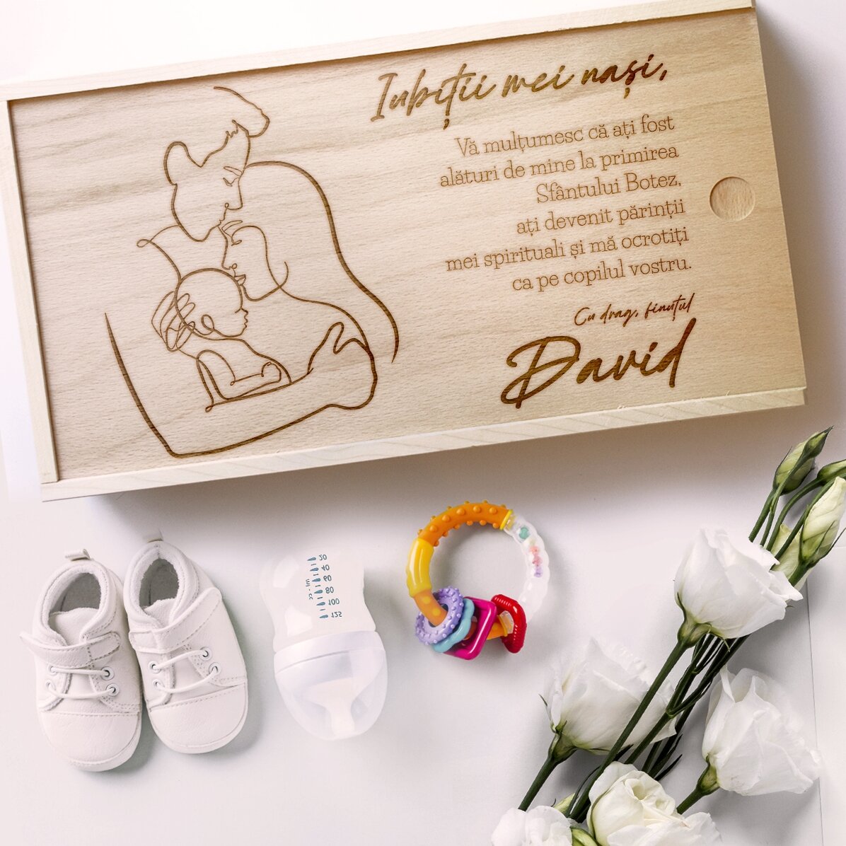 Gepersonaliseerde houten geschenkdoos - Liefdevolle peetouders