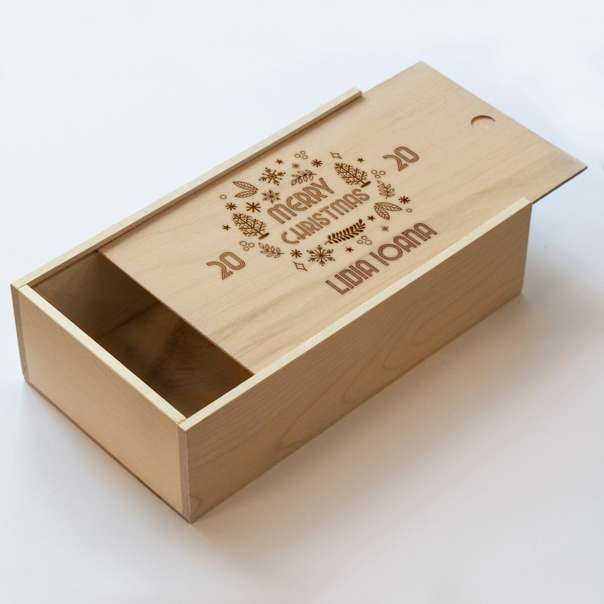 Gepersonaliseerde houten geschenkdoos - Merry Christmas