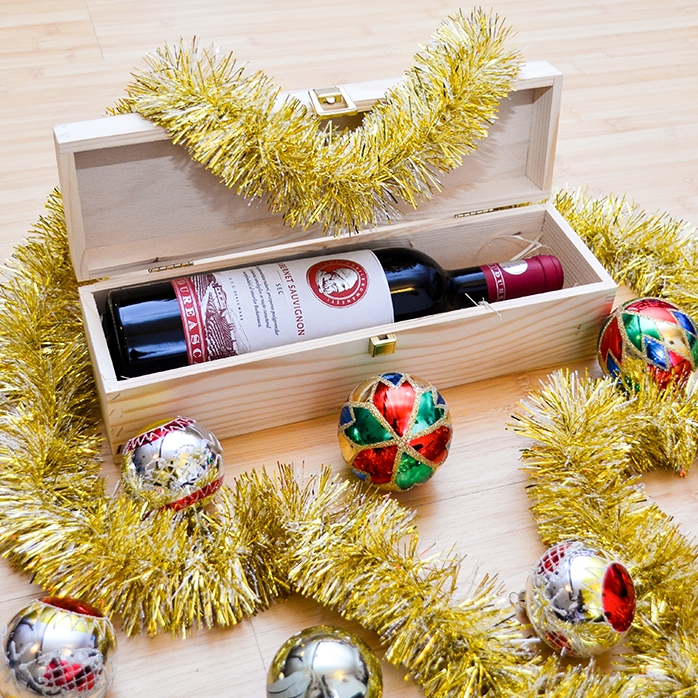 Caisse de vin personnalisée - Joyeux Noël et bonne année !