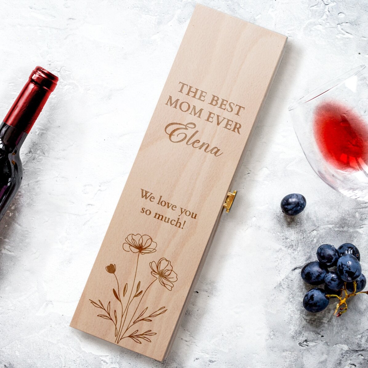 Coffret de vin personnalisé avec un message pour elle