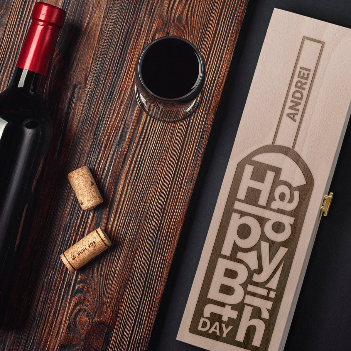 Coffret de vin personnalisé - Bouteille « Happy Birthday »