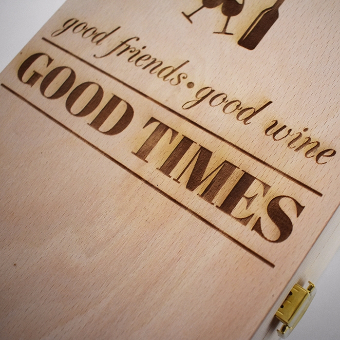 Gepersonaliseerde wijnkist voor twee flessen - Good Friends, Good Wine, Good Times