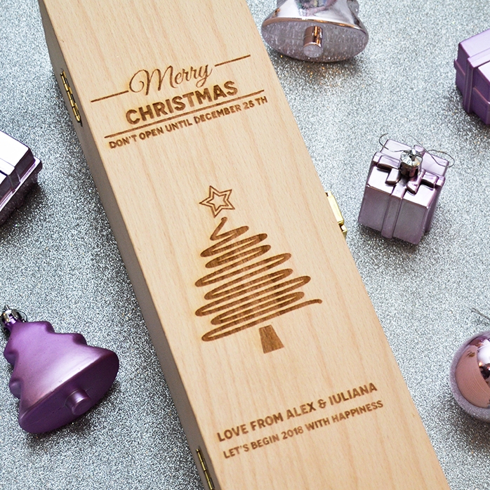 Gepersonaliseerde wijnkist - Star Christmas Tree