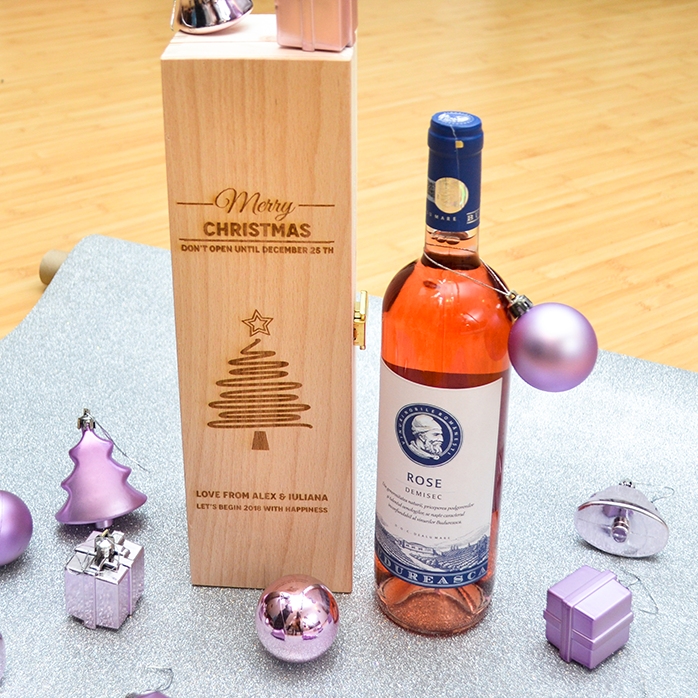 Gepersonaliseerde wijnkist - Star Christmas Tree