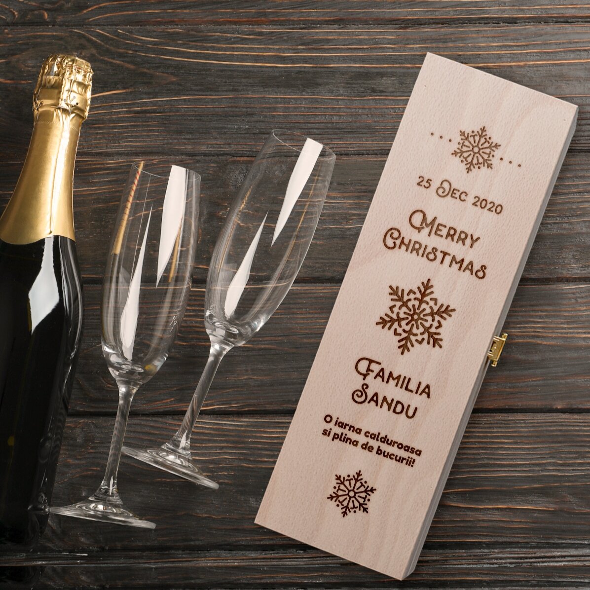 Gepersonaliseerde doos mousserende wijn - Christmas magic