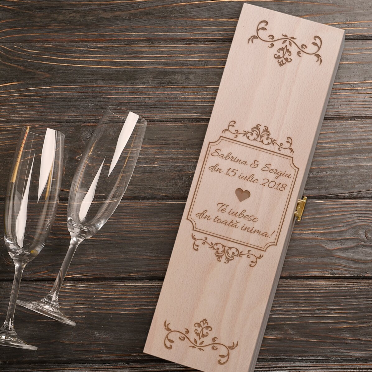 Coffret de vin mousseux personnalisé - Modèle élégant