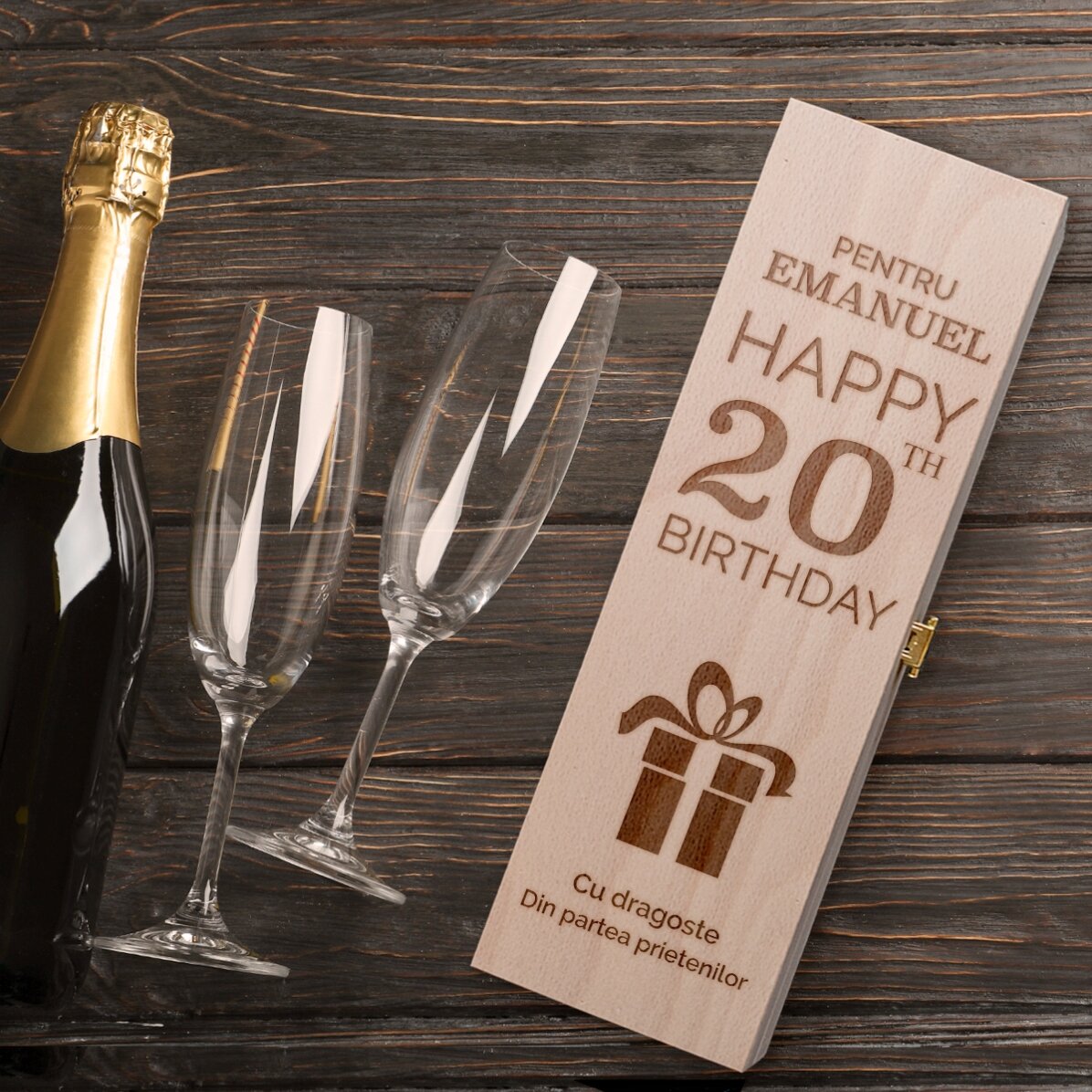 Coffret de vin mousseux personnalisé - Cadeau d