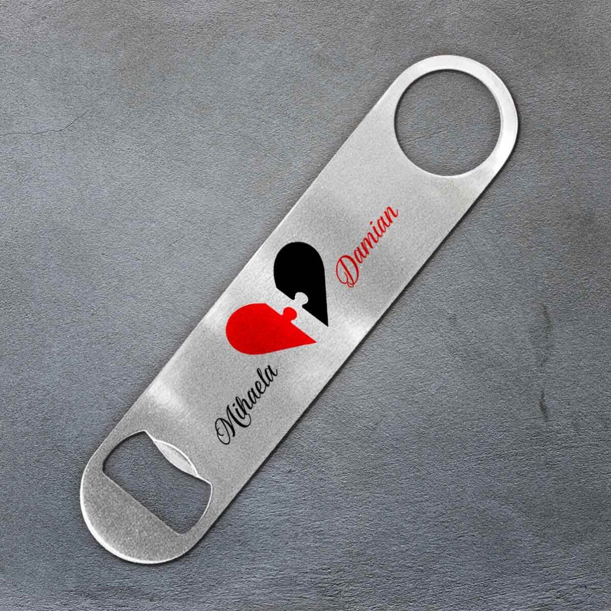 Gepersonaliseerde bieropener met tekst - Puzzle heart