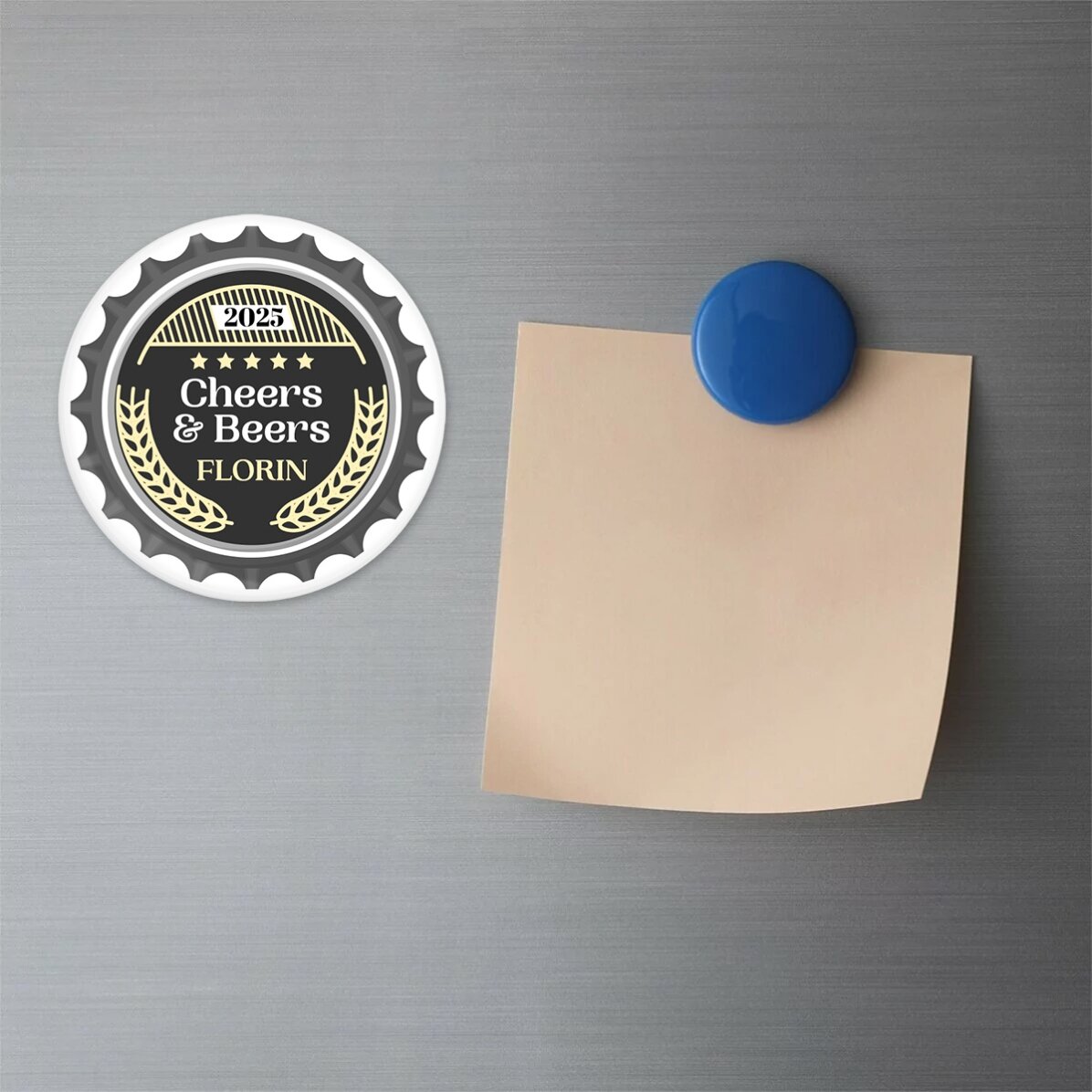Flesopener met magneet, gepersonaliseerd met tekst - Cheers