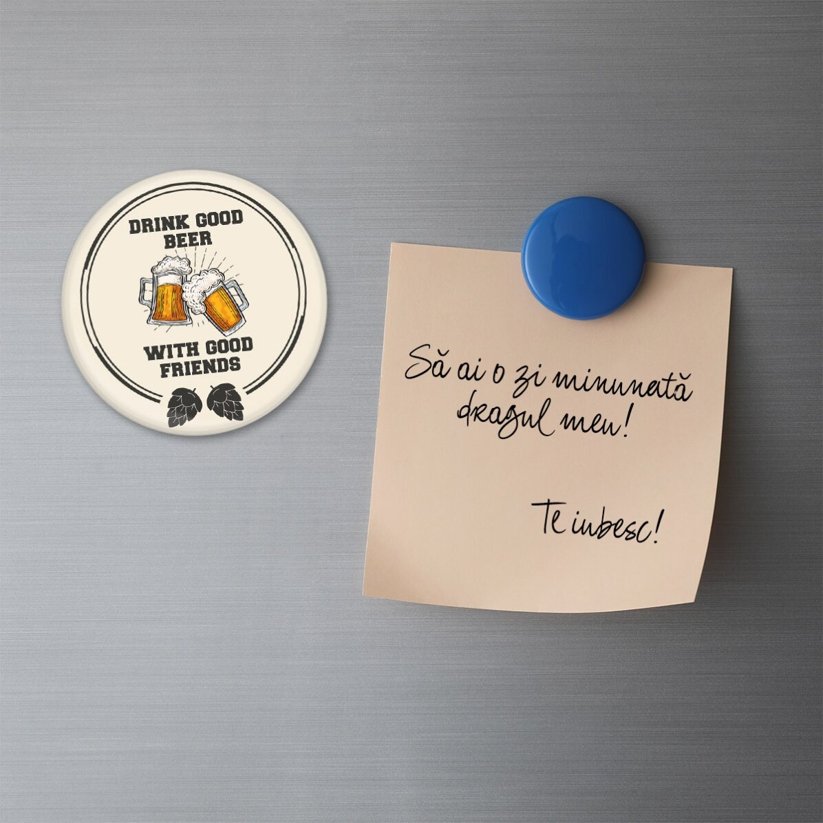 Flessenopener met magneet, gepersonaliseerd met tekst - Good beer with good friends