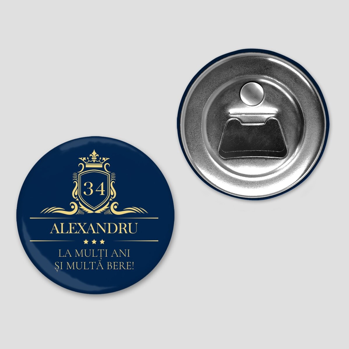 Flessenopener met magneet, gepersonaliseerd met tekst - Premium