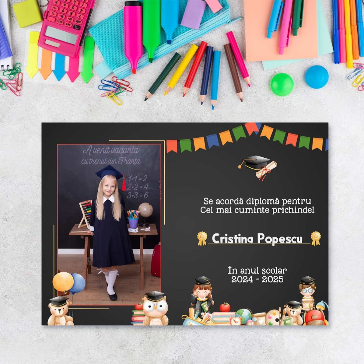 Gepersonaliseerd diploma met foto en tekst – Voor schoolkinderen