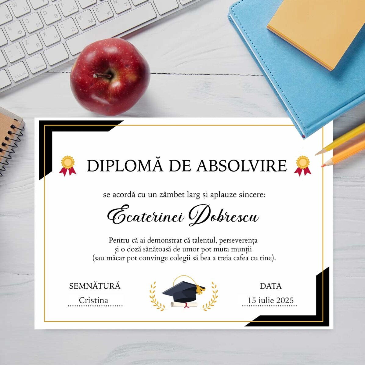 Gepersonaliseerd diploma met tekst - Afstuderen
