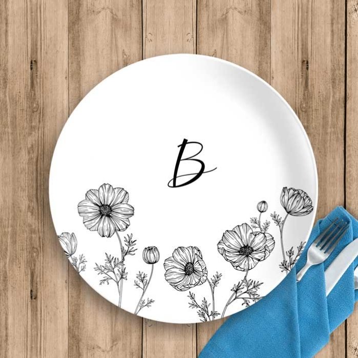 Gepersonaliseerd bord met initiaal en tekst - Flowers