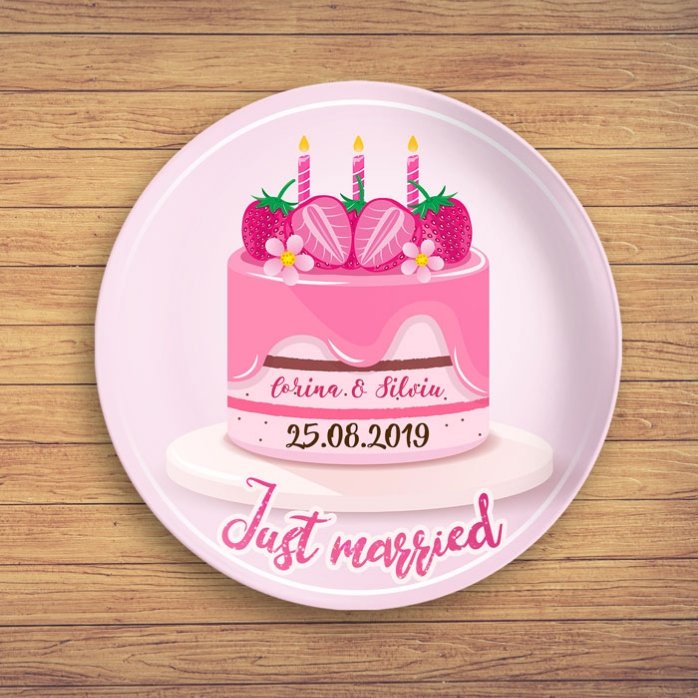 Assiette personnalisée avec inscription - « Just married »