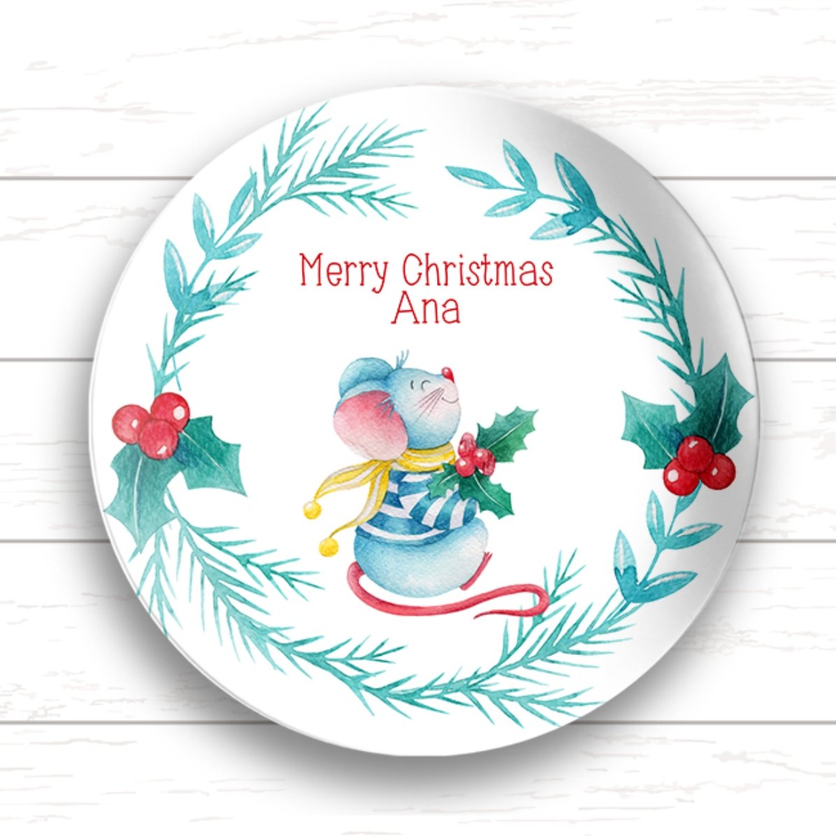 Assiette personnalisée avec inscription - Souris