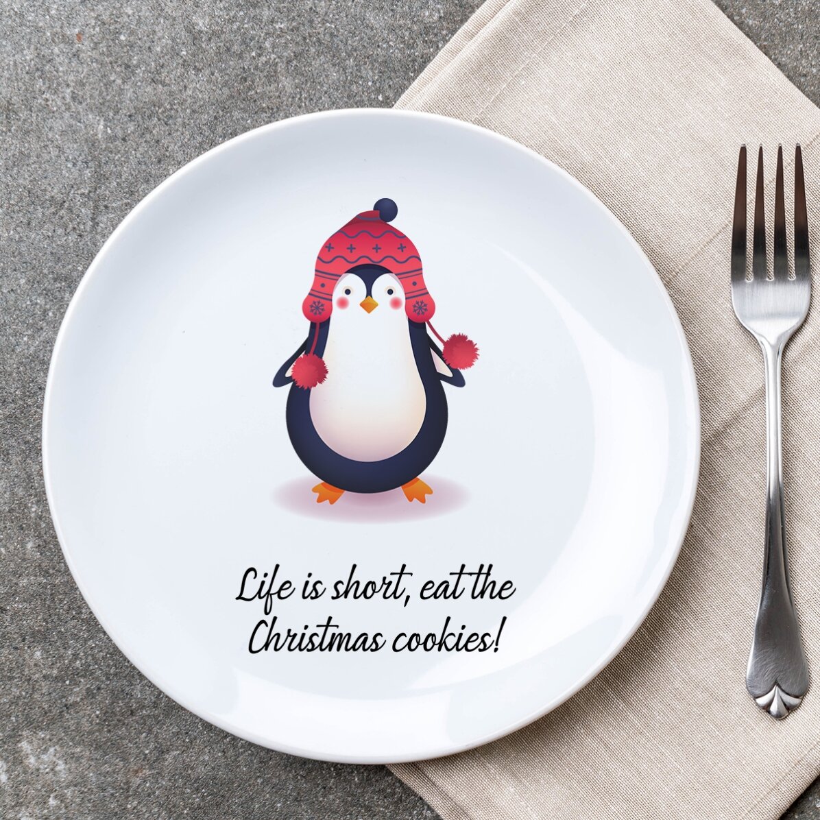 Assiette personnalisée avec inscription - Penguin