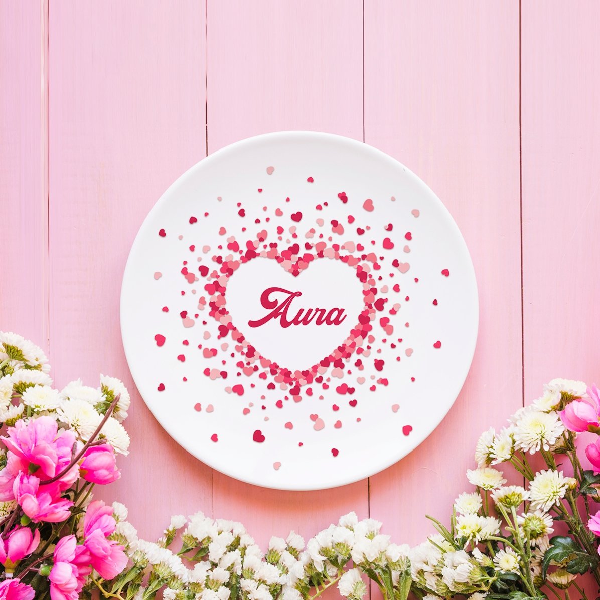 Assiette personnalisée avec inscription - Sparkle of hearts