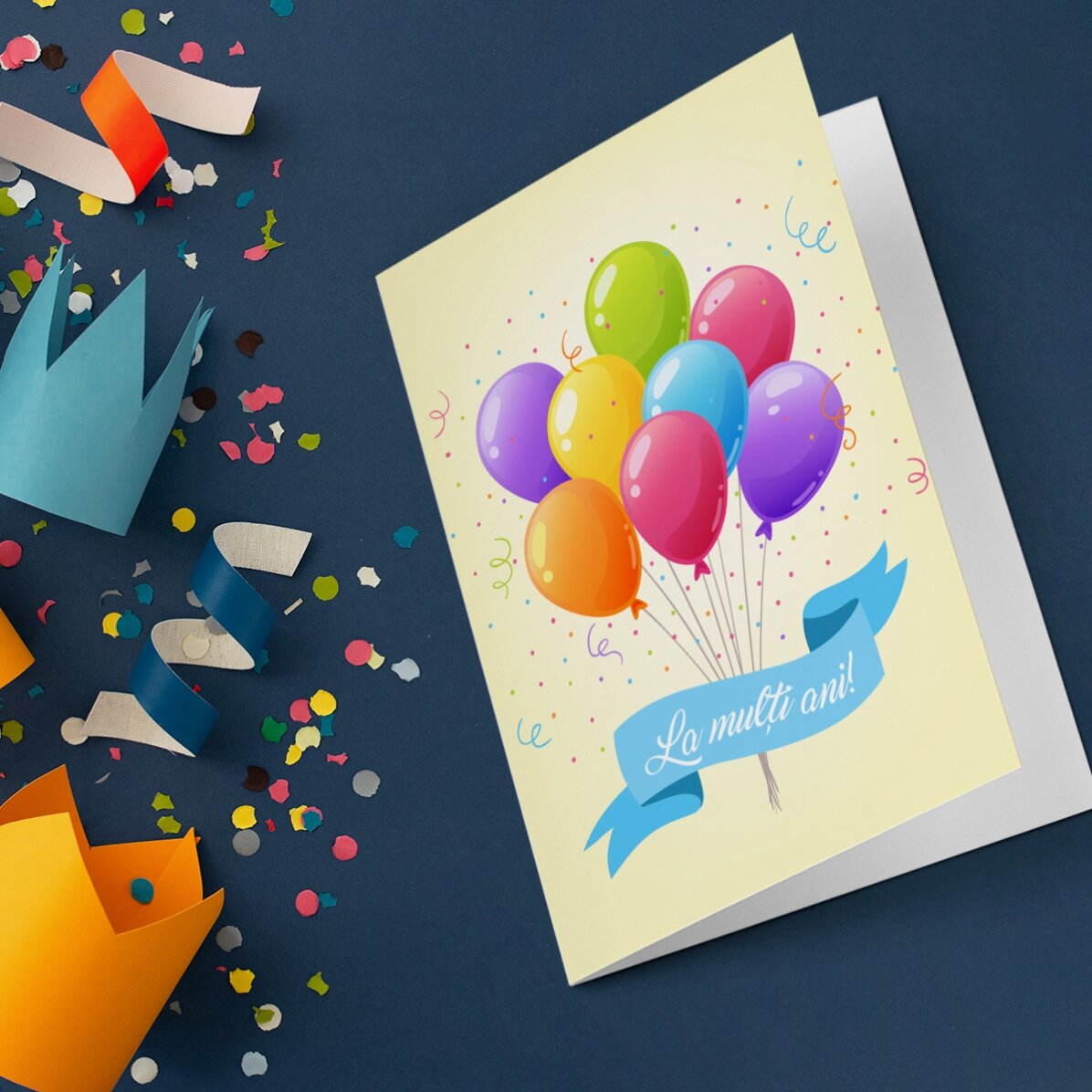 Carte de vœux personnalisée - Ballons colorés