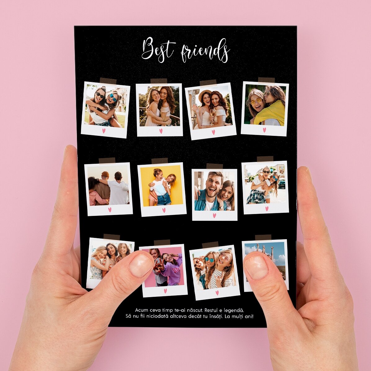 Gepersonaliseerde magnetische wenskaart met 12 foto’s en tekst - Polaroid